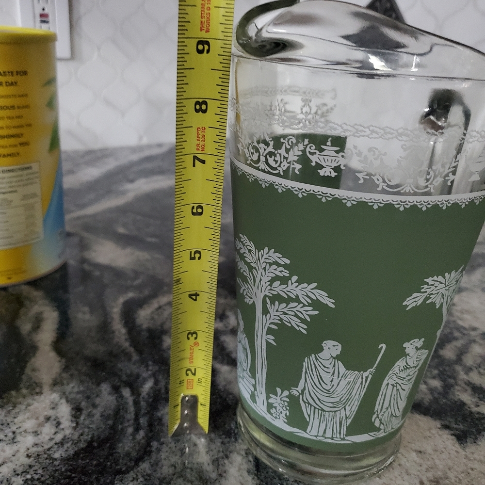 Green patterned glass Pitcher